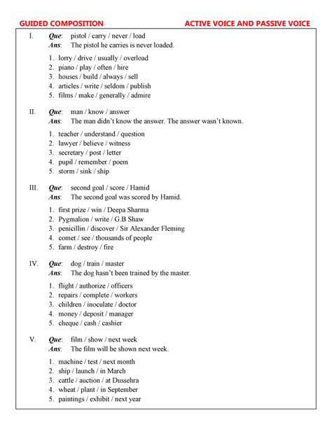 Active Voice And Passive Voice Guided Composition - GUIDED COMPOSITION ...