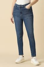 Allen Solly Woman Skinny Fit Jeans, Women Blue Mid Wash Jeans for Jeans ...