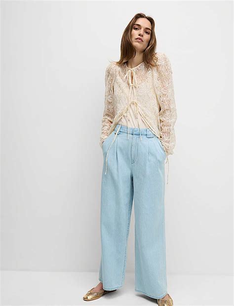 Buy High Waisted Tailored Wide Leg Jeans at Marks & Spencer