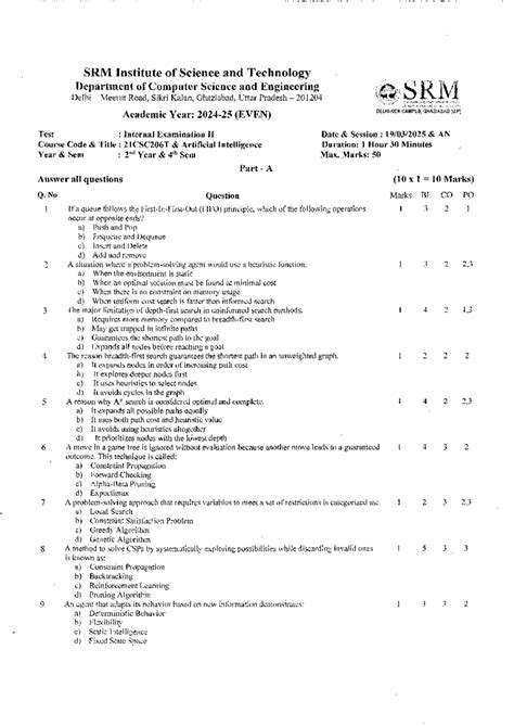 Artificial Intelligence Concepts and Techniques - 21CSC206T Exam Notes ...