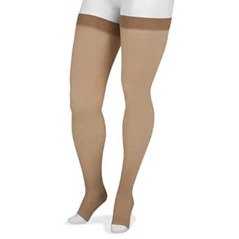 Juzo Basic Thigh High w/ Silicone Dot Band 20-30mmHg Open Toe, I, beige ...