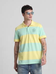 JACK & JONES Striped Men Polo Neck Green T-Shirt - Buy JACK & JONES ...