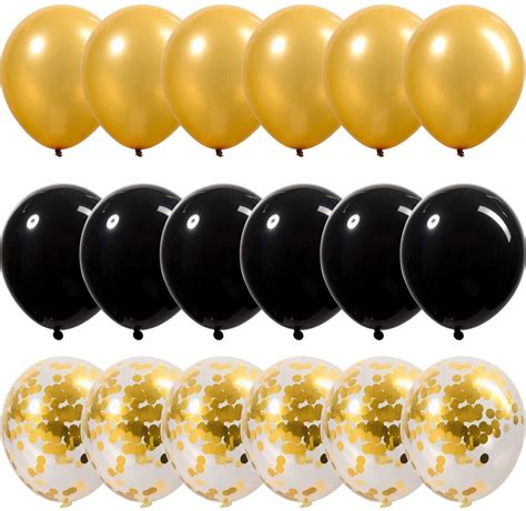 Buy Black and Gold 18th Birthday Decorations Banner Balloon, Happy ...