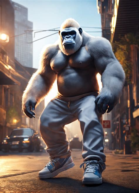 Lexica - A giant rapper white gorilla MC, cinematic lighting, high ...