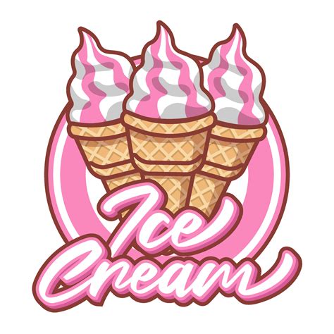 ice cream food logo brand product cartoon style vector illustration ...