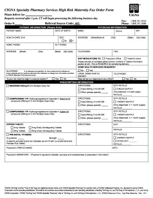 CIGNA Specialty Pharmacy Services High Risk Maternity Fax Order 2011 ...