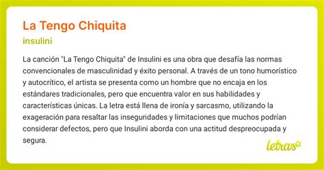 Significado de la canción LA TENGO CHIQUITA (insulini) - LETRAS.COM
