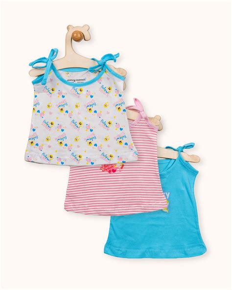 Bodycare Turquoise, White & Pastel Pink Vest-Printed-Cotton-Pack of 3 ...