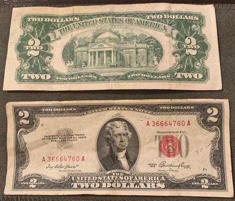 1953 2 Dollar Bill United States Note Red Seal | Etsy