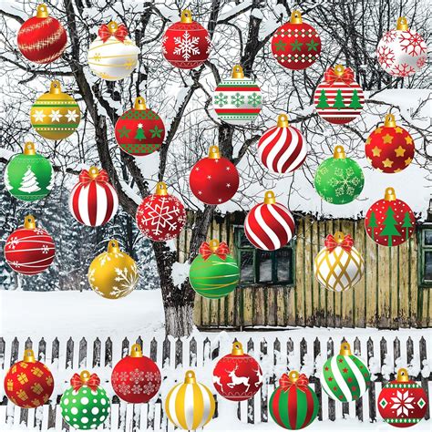 Barydat 30 Pcs Large Christmas Ball Shape Ornaments Xmas Plastic Decors ...