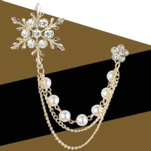 Panjatan Men's Stone Studded Snowflake Brooch with Three Chains ...