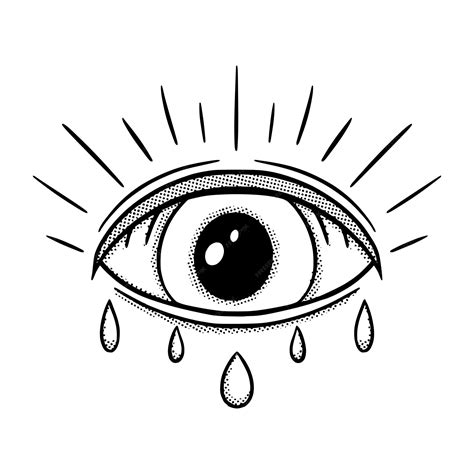 Oog tattoo illustratie hand getekende cartoon schets lineart vintage ...