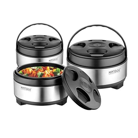 Buy Mintage Stainless Steel Casserole 1500 ml 2000 ml 2500 ml Set of 3 ...