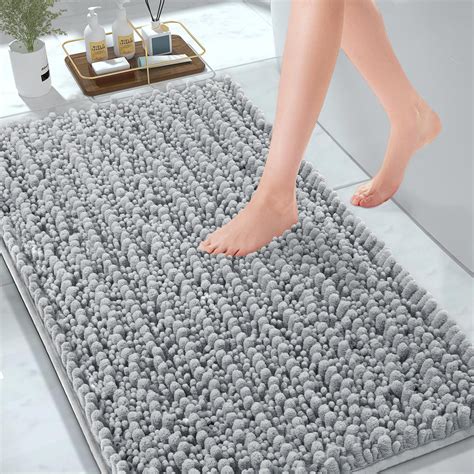 Nefoso Chenille Bathroom Rugs, 20"x32"Non Slip Bathroom Rugs Ultra ...