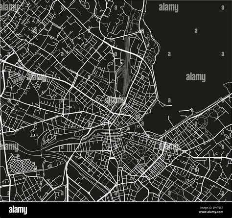 Black and white vector city map of Geneva with well organized separated ...