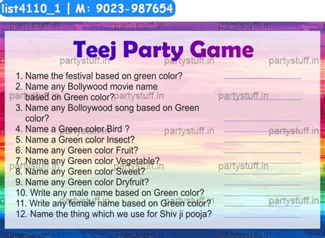 Teej Quiz in Teej theme - Designs - PartyStuff