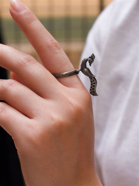 Oxidised Antique Silver Plated Peacock Design Adjustable Finger Ring ...