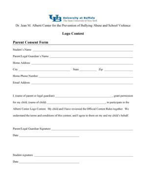 Fillable Online gse buffalo Alberti Center Logo Contest - Consent Form ...