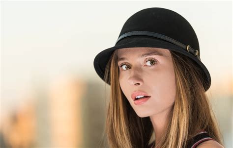 Wallpaper look, girl, portrait, hat, bokeh for mobile and desktop ...