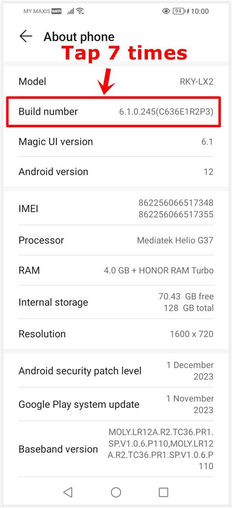 Image result for Phone Build Number