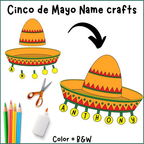 Cinco de Mayo Name Crafts - Cinco de Mayo hat crafts - Cinco de Mayo ...