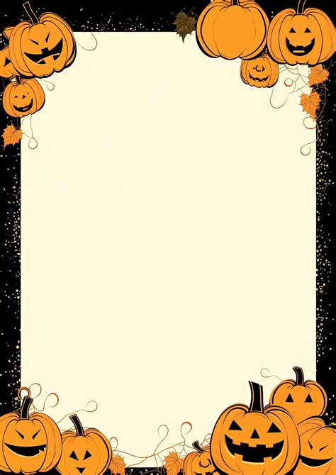 Halloween Symbols Black Outline Frame Word Template And Google Docs For ...
