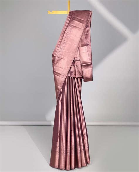 Violet tissue saree with self zari design border & intricate zari desi