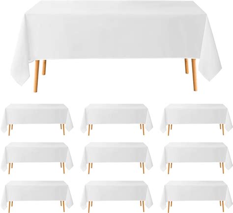Amazon.com: Aocoz Rectangular Tablecloths 90x132 Inch 10 Pack White ...