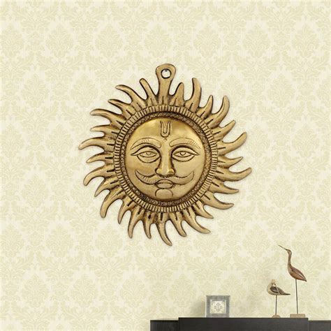 Buy Handicrafts Paradise Metal Wall Hanging Sun Shaped Figurine, Gold 5 ...