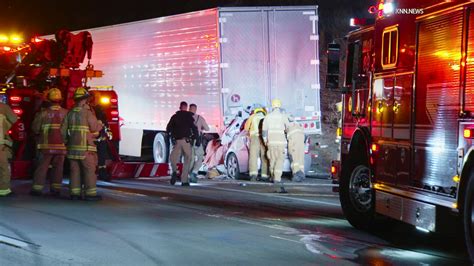 Fatal crash involving Prius and semi-truck closes lanes on 210 Freeway ...