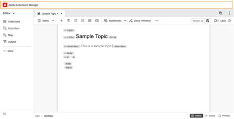 Kopfzeilenleiste im Editor | Adobe Experience Manager