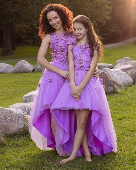 Purple Mother Daughter Matching Dress, High Low Fall Style Dresses ...