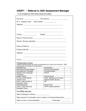 Fillable Online ASDP1 Referral to ASD Co-ordinator Form - Wigan Council ...