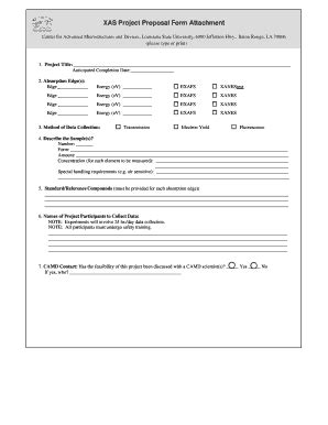Fillable Online camd lsu XAS Project Proposal Form Attachment - CAMD ...