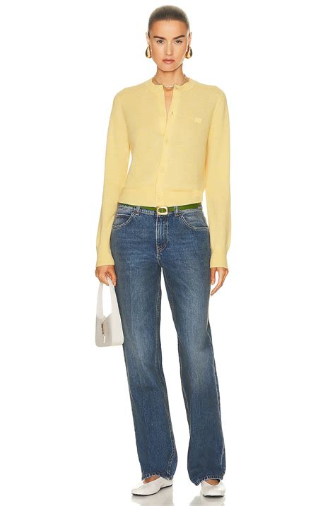 Acne Studios Button Up Cardigan in Light Yellow Mustard | FWRD