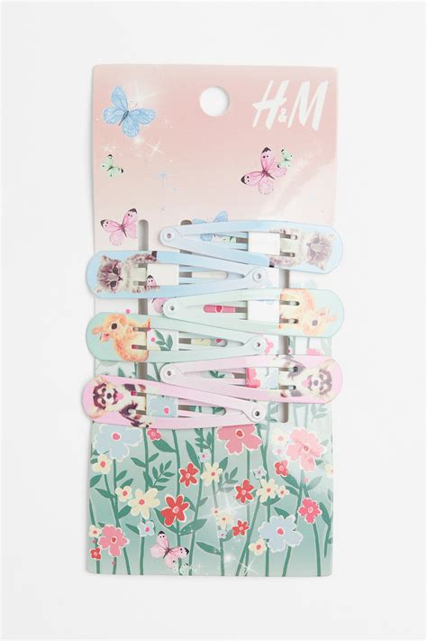 6-pack hair clips - Light pink/Dog - Kids | H&M IN