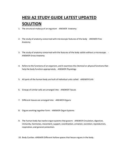 HESI A2 STUDY GUIDE LATEST UPDATED SOLUTION BEST FOR NURSING SCHOOL ...