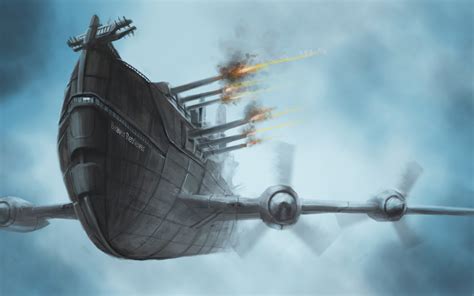 Download Wings Flight Ship Sci Fi Steampunk Art