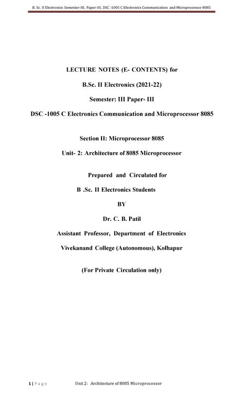 VCK Unit-2-Architecture of 8085 Microprocessor - Chandrakant Patil ...