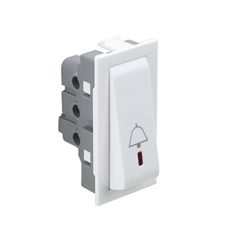 Goldmedal Curve 6A/10A Bell Push Switch with Indicator LED 1M White ...