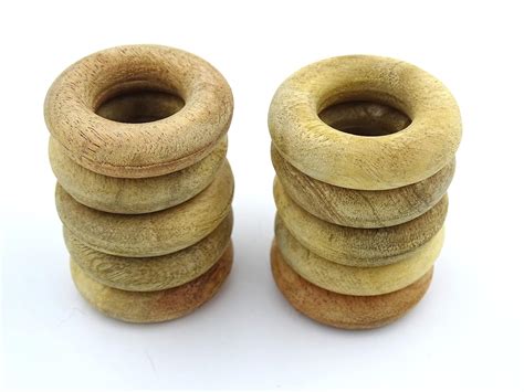 CENTORGANIC Wooden Round Rings 4 Centimeter Set of 10 Rings Natural ...