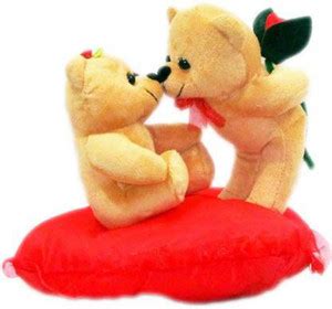 PI World Valentine Special Gift Couple Kissing Teddy on Heart - 20 cm ...