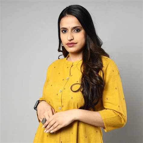 Yellow Jacquard Cotton A-Line Kurta for Women