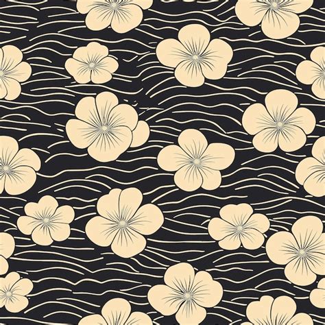 A seamless japanese pattern with flower and wave | Premium AI-generated ...