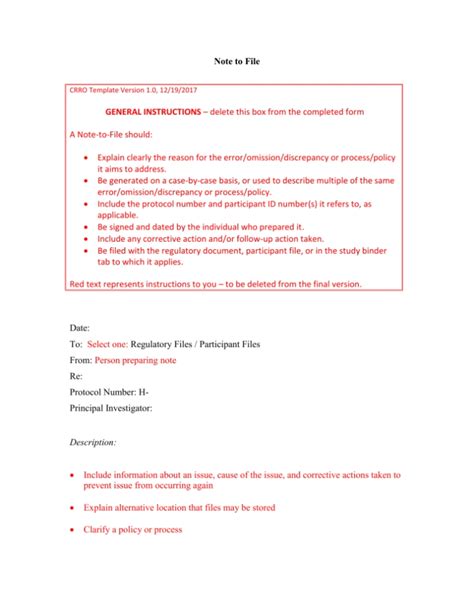 Image result for Note to File Define