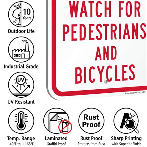 Buy SmartSign 18 x 12 inch “Stop - Watch For Pedestrians And Bicycles ...