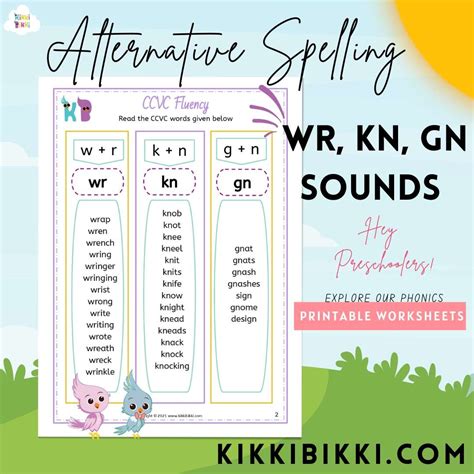 Learn to Spell wr-kn-gn Words - Free Phonics Worksheets