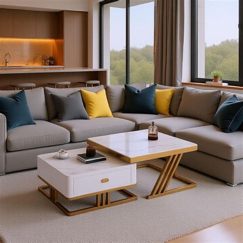 RIZIK STORE™ Iron Frame Handmade Drawer Square Coffee Table/Nesting ...