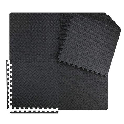 innhom 12 Black Tiles Gym Mat Puzzle Exercise Mats Interlocking Foam ...