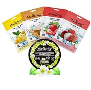 Buy MasKing Beauty Facial Sheet Mask with Real extract of Lemon, Rice ...